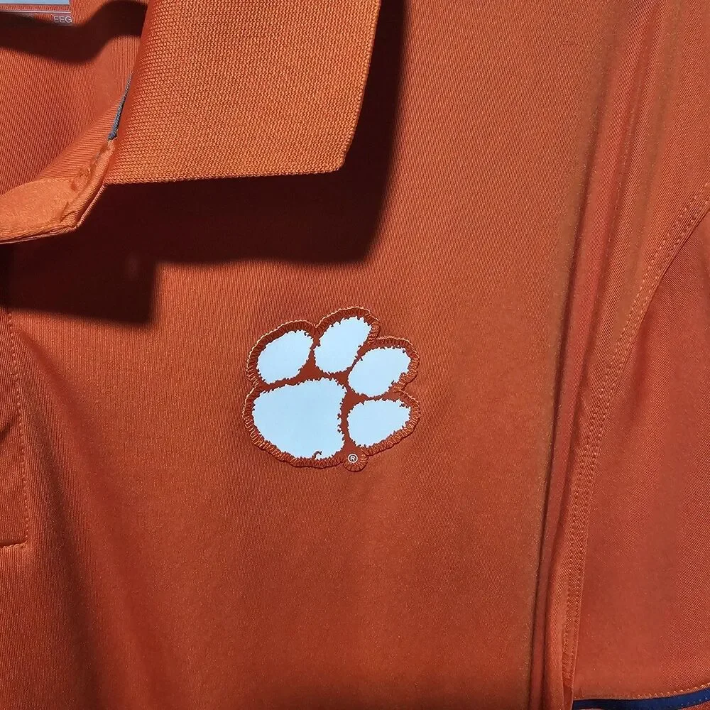 Nike Dri Fit Clemson Tigers XXL Orange Polo Paw Blue Swoosh